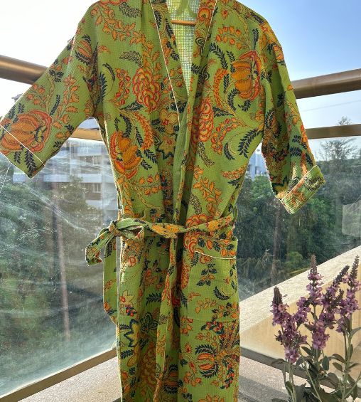 Ranisa Waffle cotton bathrobe 