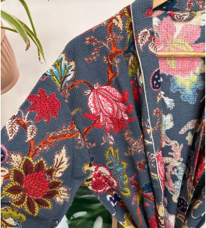 Ranisa Waffle cotton bathrobe grey mix