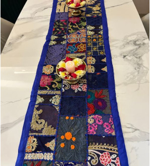 Abhushan Embroidered Patchwork Runner Blue