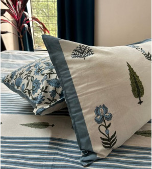 Neelanjana Hand Block Bedsheet Blue 