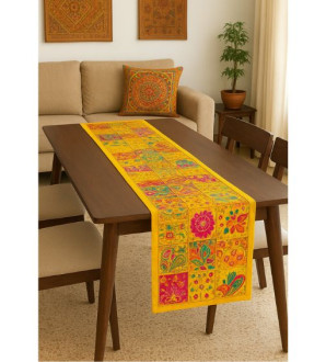 Abhushan Embroidered Patchwork Runner Yellow
