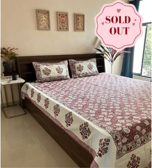 Aksh Bedsheet Red Floral
