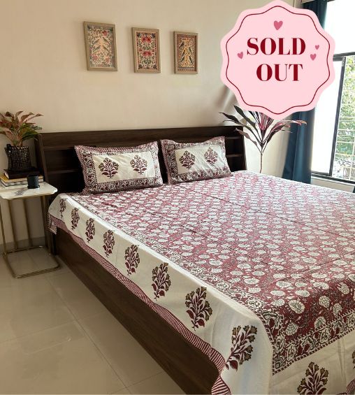 Aksh Bedsheet Red Floral