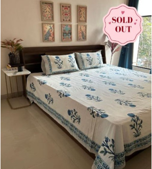 Aksh Bedsheet Blue Mughal