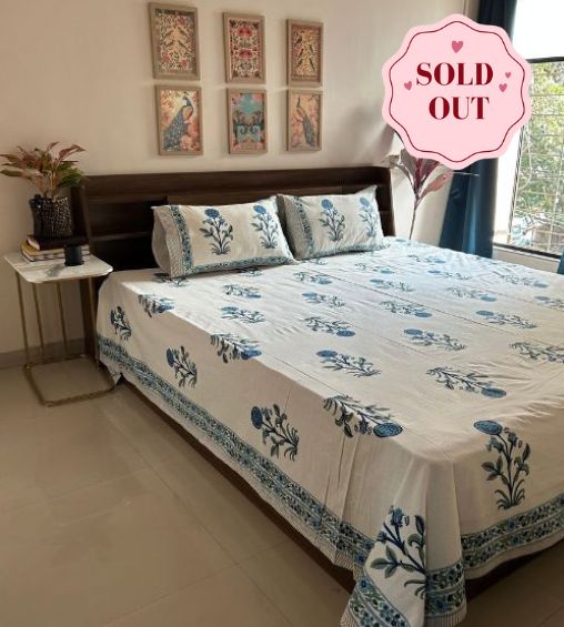 Aksh Bedsheet Blue Mughal