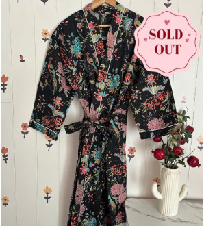 Rangeeli Cotton Robe Floral Black 