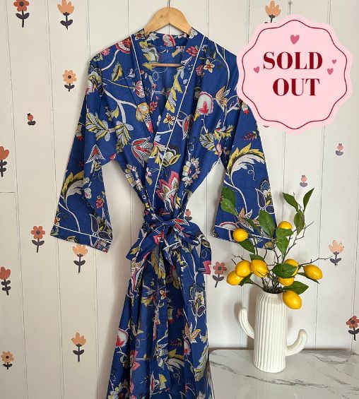Rangeeli Cotton Blue Floral Kimono 