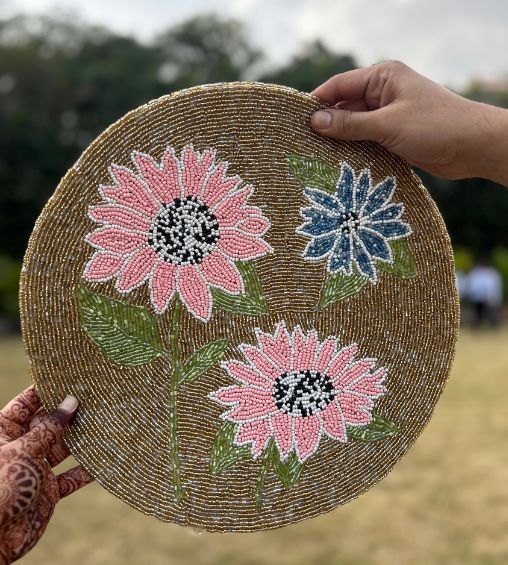 Rang Chakra Hand- Crafted Beaded Mat Golden