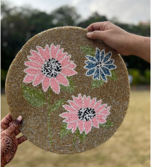 Rang Chakra Hand- Crafted Beaded Mat Golden