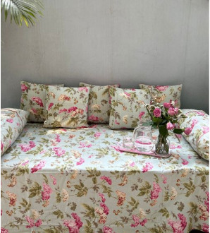 Rajsi Baithak Deewan Set Blue and Pink