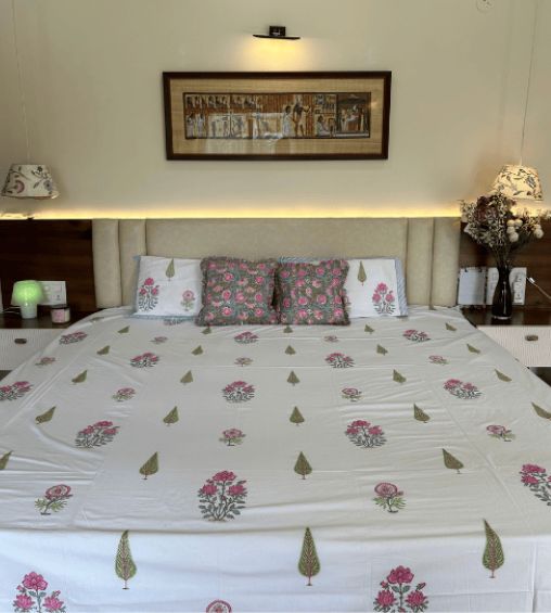 Rajvastra premium percale cotton bedsheet green tree