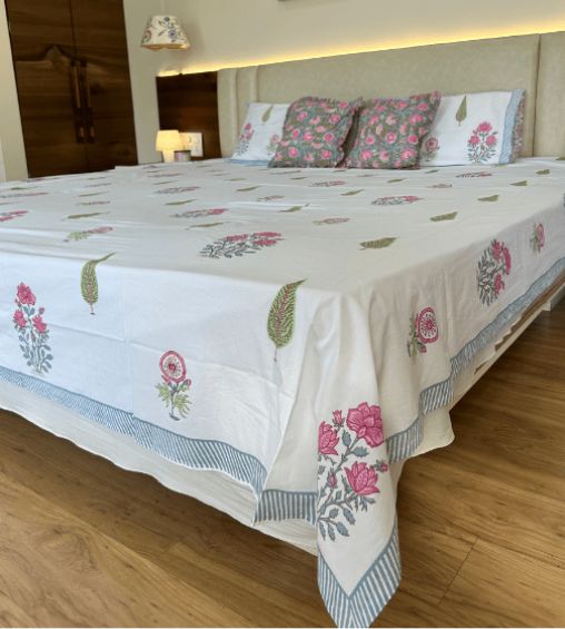 Rajvastra premium percale cotton bedsheet green tree