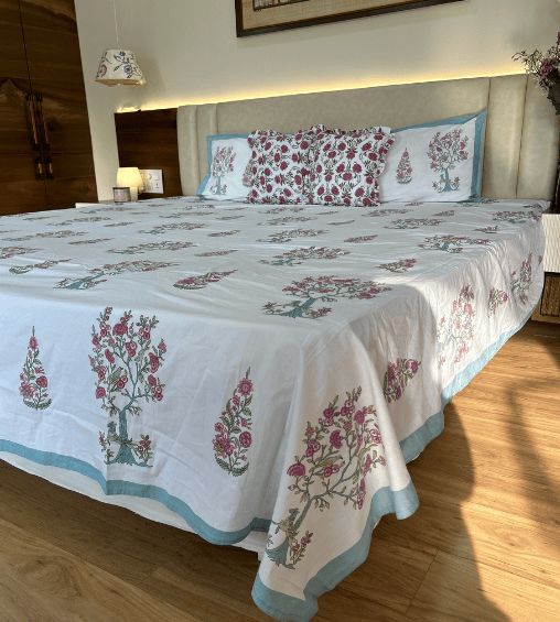 Rajvastra premium percale cotton bedsheet floral boquet