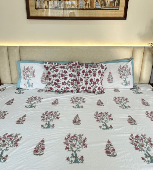 Rajvastra premium percale cotton bedsheet floral boquet