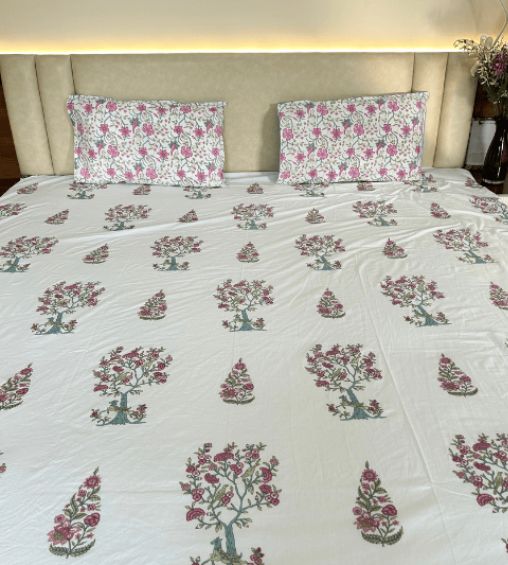 Rajvastra premium percale cotton bedsheet floral boquet