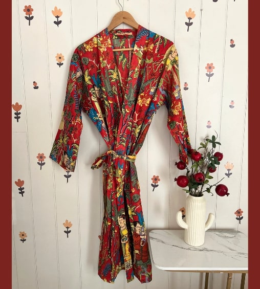 Rangeeli Cotton Robe Frida Print 