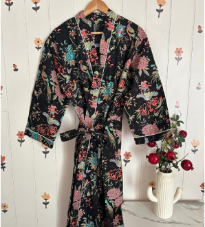 Rangeeli Cotton Robe Floral Black 