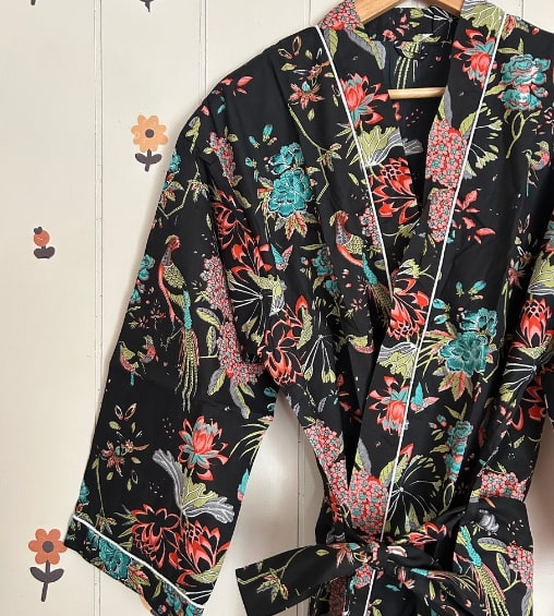 Rangeeli Cotton Robe Floral Black 