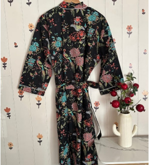 Rangeeli Cotton Robe Floral Black 