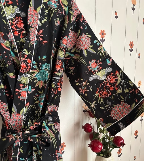 Rangeeli Cotton Robe Floral Black 