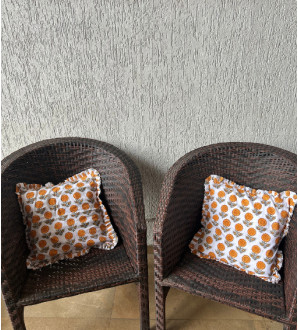 Ruffle charm cushion cover handblock printed sunflower